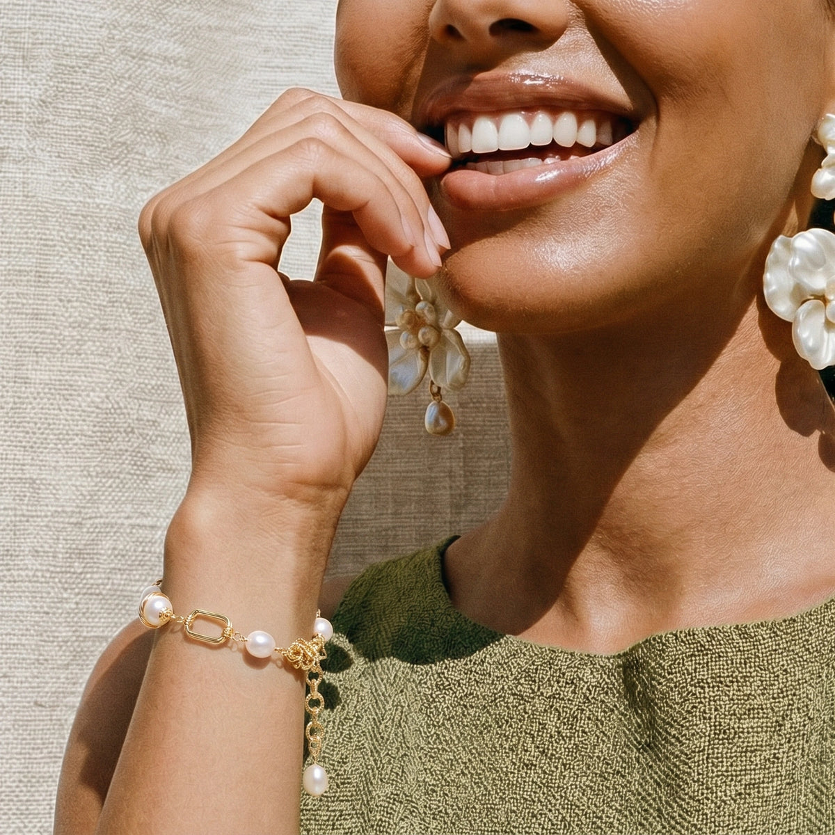 Golden Pearl Chain Bracelet — view 3
