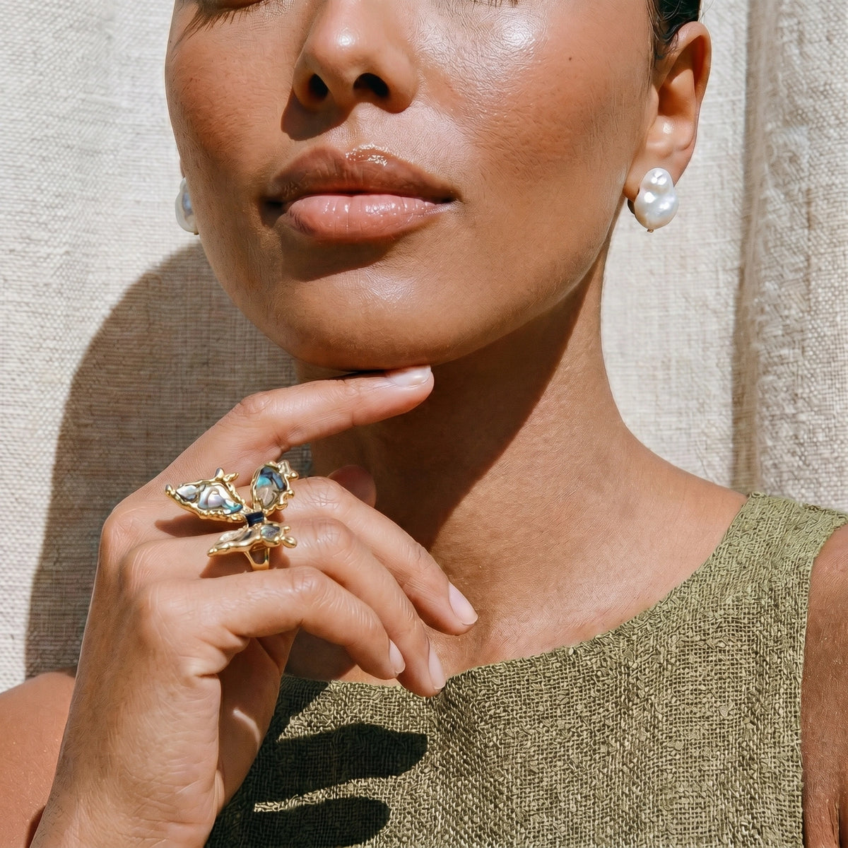 Iridescent Shell Statement Ring — view 3