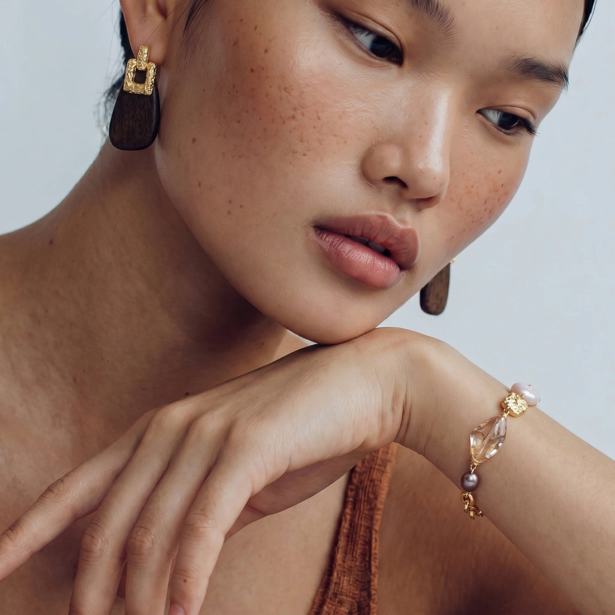 Ornate Wood Drop Earrings — view 5