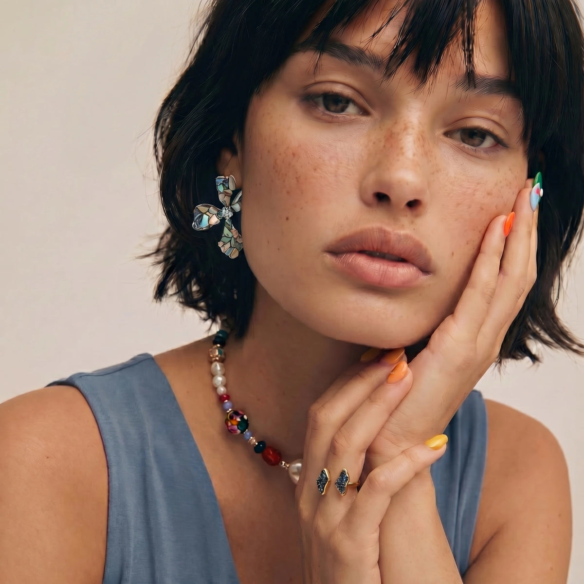 Celestial Shell Cross Studs — view 5