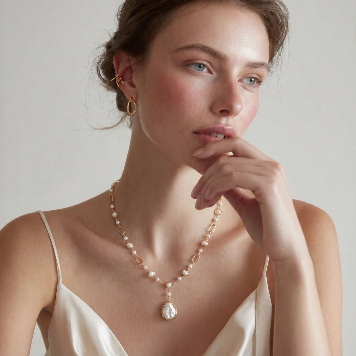 Lumina Pearl Station Necklace — view 3