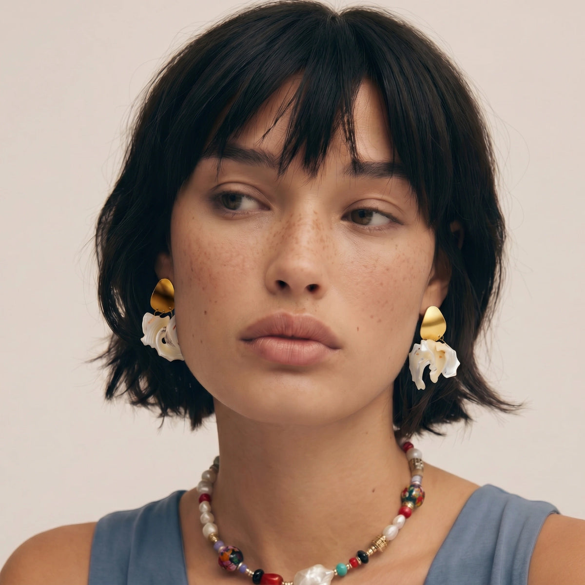 Organic Shell Drop Earrings — view 4