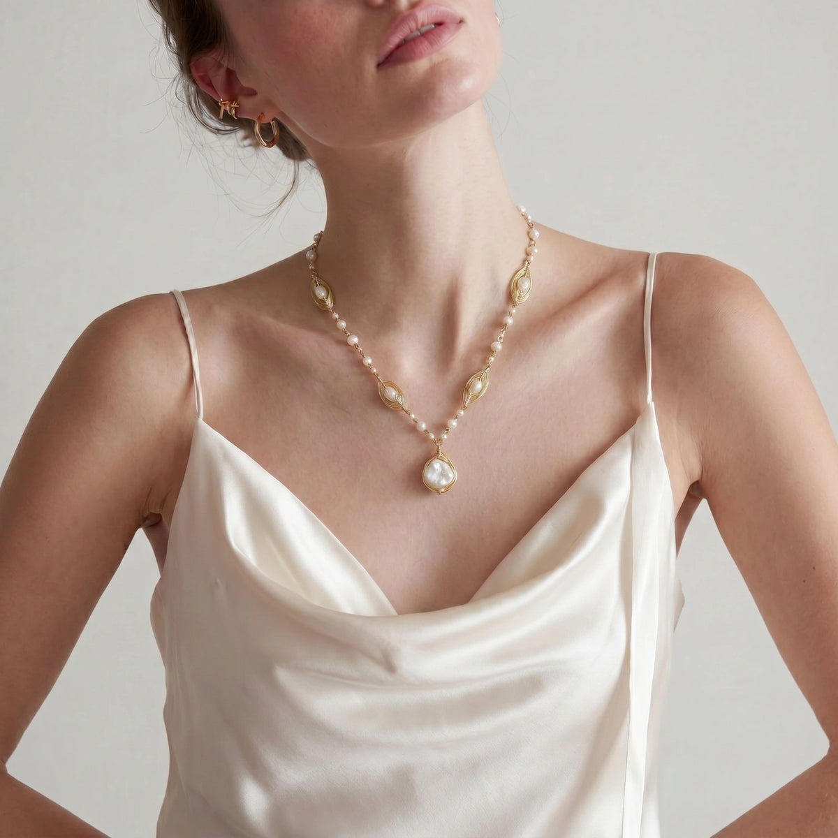 Golden Leaf Baroque Necklace — view 3