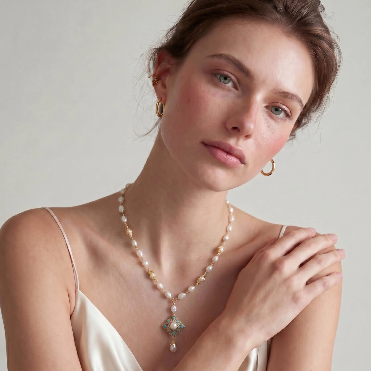 Celestial Pearl Drop Necklace — view 3