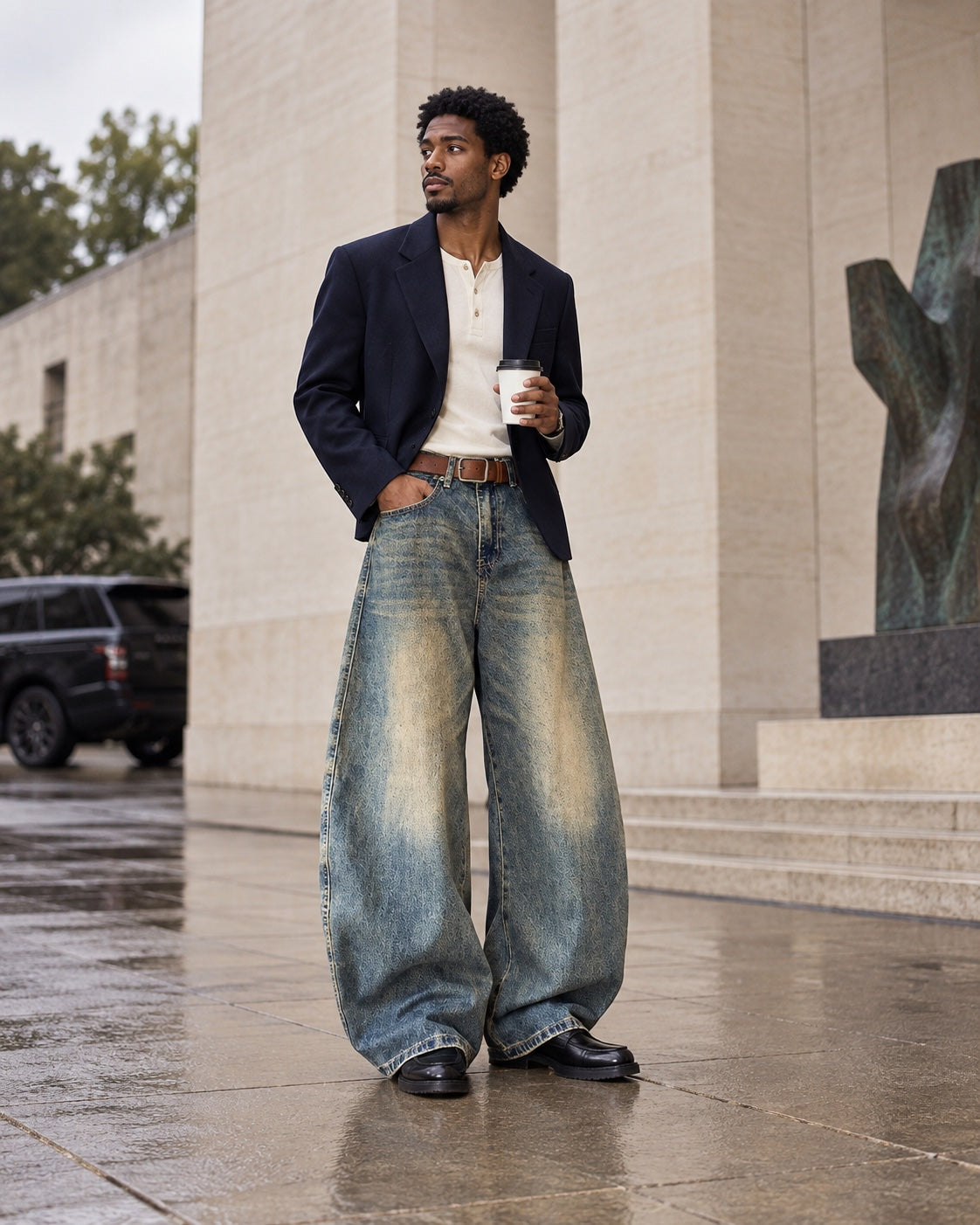 MACHETE Wide-Leg Jeans — style2 editorial, leather footwear