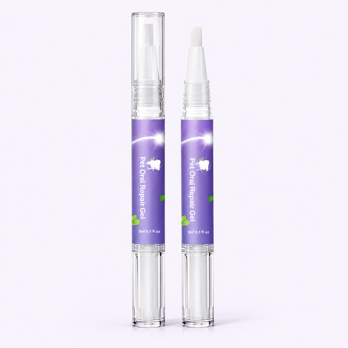Pet oral care gel pen shown capped and uncapped; pack quantity is selected separately